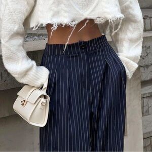 Summer Set Micas Top & Commense Navy Striped Wide Leg Pants